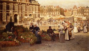 Blumenmarkt in Den Haag von Johannes Karel Christian Klinkenberg