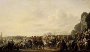 Karl II. hält auf dem Anwesen von Wema an der Rotte auf seiner Reise von Rotterdam nach Den Haag, 25. Mai 1660 von Johannes Lingelbach