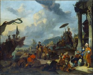 Hafenszene am Mittelmeer von Johannes Lingelbach