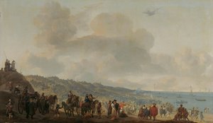 Die Abreise von Charles II von England aus Scheveningen von Johannes Lingelbach