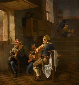 Eine Tavernen-Szene mit Bauern, die rauchen und trinken von Johannes Natus
