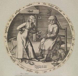 Die schimpfende Frau und die gackernde Henne von Johannes Wierix