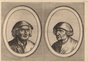 "Hans Onvertsaeght" und "Koen Slock-speck" von Johannes and Lucas van Doetechum after Pieter Bruegel the Elder