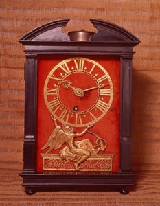 Frühe gewichtsgetriebene Pendeluhr, möglicherweise entworfen von Christian Huygens, ca. 1675