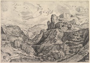 Alpenlandschaft mit tiefem Tal aus Die großen Landschaften, ca. 1555-56