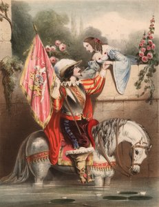 Über die Gartenmauer schauen Kate - Soldat auf einem weißen Pferd trifft seine Liebe von John (after) Brandard
