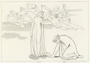 Der Abstieg von Beatrice, Fegefeuer, Gesang 30 (Gravur) von John (after) Flaxman