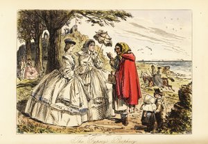 Rosa McDermott und ihre Mutter hören eine Prophezeiung von einer Romani-Wahrsagerin während eines Spaziergangs von John (after) Leech