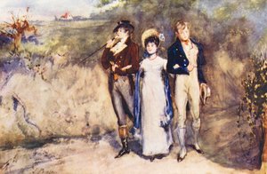 Zwei Saiten zu ihrem Bogen, Aquarellskizze (Farblithographie)