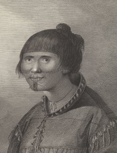 Eine Frau von Oonalashka, spätes 18. Jahrhundert (Gravur)