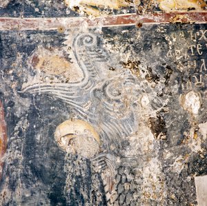 Fresko in der Kirche in Deliana, Kreta, Griechenland