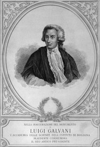 Porträt von Luigi Galvani (1737-1798), italienischer Physiologe, Physiker, Biologe und Anatom, der die tierische Elektrizität entdeckte, Zeichnung von Walter Charles Mills