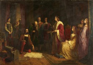 Cabot und sein Sohn Sebastian am Hof von Heinrich VII, 1862 von John Adam P. Houston