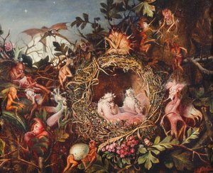 Feen in einem Vogelnest, ca. 1860