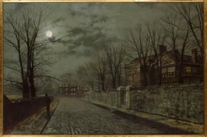 J.A.Grimshaw, Eine Straße in Cheshire / Gemälde, 1883
