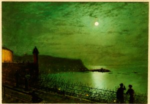 Scarborough bei Mondschein von den Stufen des Grand Hotels von John Atkinson Grimshaw