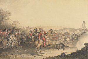 Der Marquis von Anglesea verwundet, während er am Ende der Schlacht von Waterloo eine schwere Kavallerie anführt