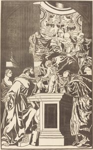 Heilige Familie und vier Heilige von John Baptist Jackson after Veronese