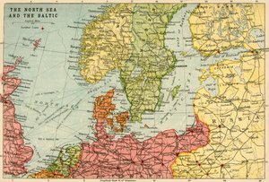 Karte der Nordsee und der Ostsee, ca. 1914, ca. 1920 von John Bartholomew and Son