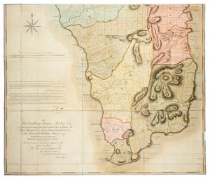 Plan der Insel Dominica, erstellt durch tatsächliche Vermessung unter der Leitung der ehrenwerten Kommissare für den Verkauf von Land in den abgetretenen Inseln von John Byres, Hauptvermesser, 1776
