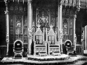 Der Königliche Thron, House of Lords, Westminster, ca. 1905