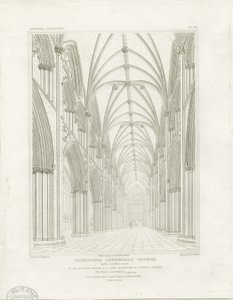Innenraum der Kathedrale von Lichfield - Langhaus (Gravur, ca. 1819) von John Britton