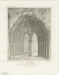 Kathedrale von Lichfield - Nordquerhaus-Tür (Gravur, ca. 1820)