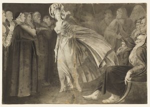 Frau unter den Mönchen stehend (recto) von John Brown