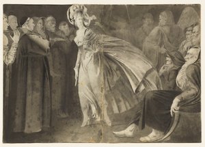 Frau steht unter den Mönchen (recto) von John Brown