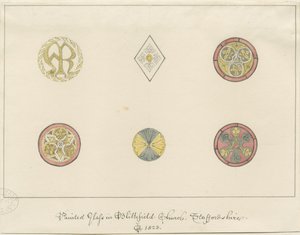 Blithfield Kirche - bemaltes Glas: Bleistiftzeichnungen, 1823 von John Buckler