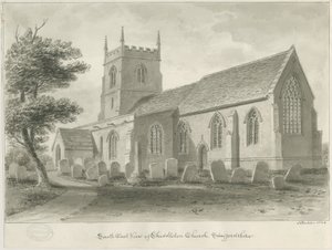 Cheddleton Kirche (Sepia-Zeichnung)