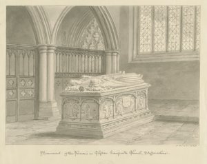 Clifton Campville Kirche - Vernon Denkmal: Sepia-Zeichnung von John Buckler