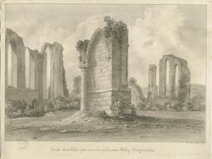Croxden Abbey: Sepia-Zeichnung