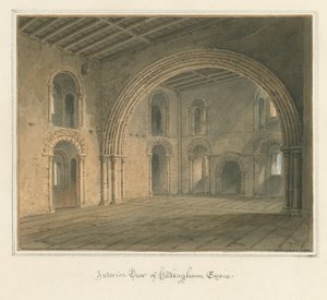 Essex - Hedingham [Schloss] - Innenansicht, 1827 von John Buckler