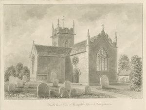 Haughton Kirche: Sepia-Waschzeichnung, 1842 von John Buckler