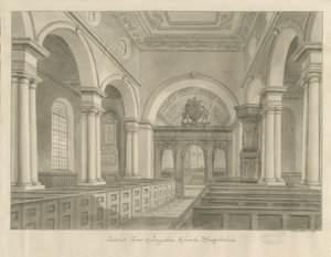 Innenraum der Ingestre Kirche (Sepia-Zeichnung) von John Buckler