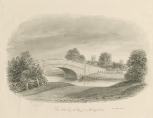 Rugeley Stadt - Brücke: Sepiazeichnung, 1842 von John Buckler