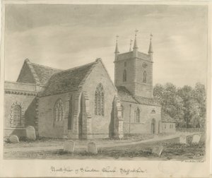 Shenstone Kirche: Sepia-Zeichnung