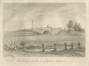 Stafford - Brücke am Bahnhof: Sepiazeichnung, 1841 von John Buckler
