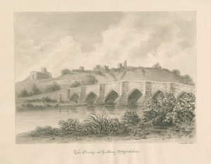 Tutbury Schloss, Kirche und Brücke von John Buckler