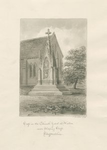 Walton-on-the-Hill Church - Kirchhofkreuz: Sepia-Zeichnung von John Buckler