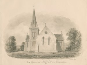 Walton-on-the-Hill Kirche: Sepia-Zeichnung, 1842