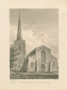 Wolstanton-Kirche: Sepia-Zeichnung