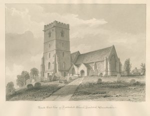 Worcestershire - Droitwich - Dodderhill Kirche: Sepia-Zeichnung