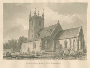 Worcestershire - Hanbury Kirche: Sepiazeichnung, 1833 von John Buckler