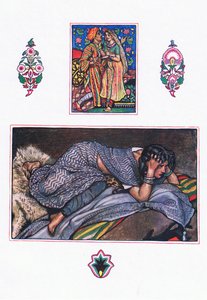 Verlassenes Zigeunerlied: Hügelcamp, Illustration aus The Garden of Kama (and other lyrics from India), 1920 von John Byam Liston Shaw