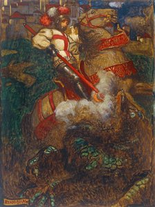 St. Georg tötet den Drachen, 1908 von John Byam Liston Shaw
