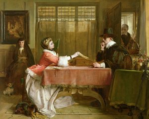 Das private Zimmer des Bankiers, Verhandlung eines Kredits, 1870