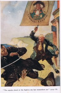 Der Kapitän zielte auf den Flüchtling, Illustration aus 