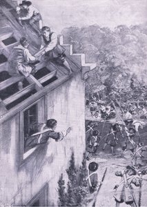 Der Angriff auf Dukeld, 21. August 1689, Illustration aus British Battles on Land and Sea, 1915